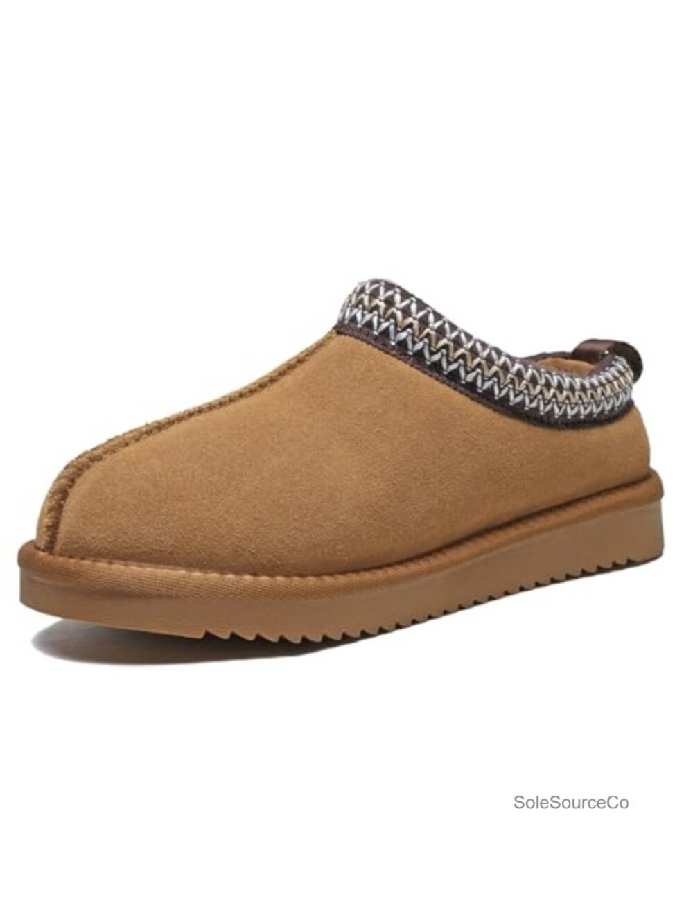 Genuine Suede Fuzzy Lined Slippers Warm Winter House Shoes